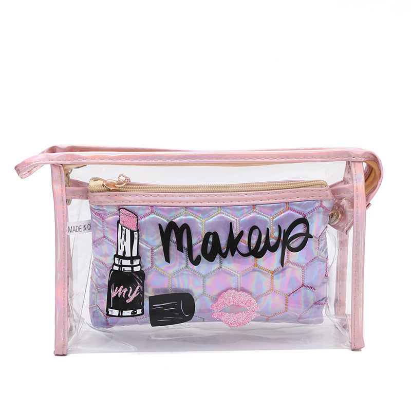 Wholesale Football Pattern Storage Bags, Travel PVC Two-piece Makeup Bags, Transparent Makeup Bags